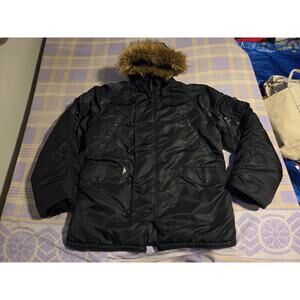 Alpha Industries Jacket Men Large Parka Extreme Cold Weather N-3B Fur Hood Coat